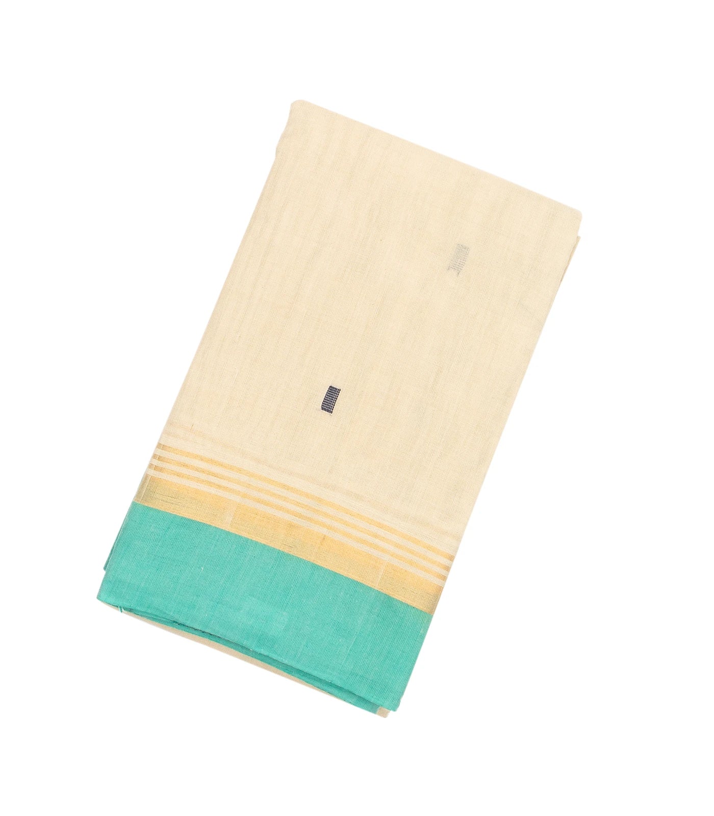 Cream Handloom Village Cotton Saree With Square Buttas