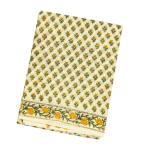 Light Green Woven Jaipur Cotton Saree With Printed Floral Motifs
