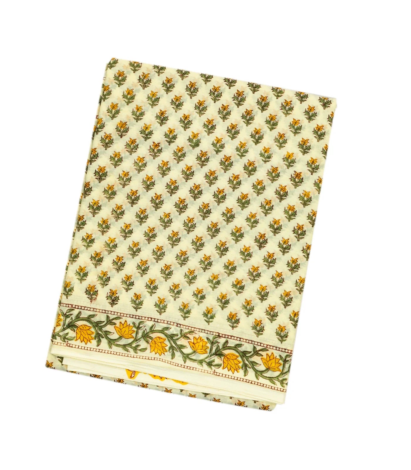 Light Green Woven Jaipur Cotton Saree With Printed Floral Motifs