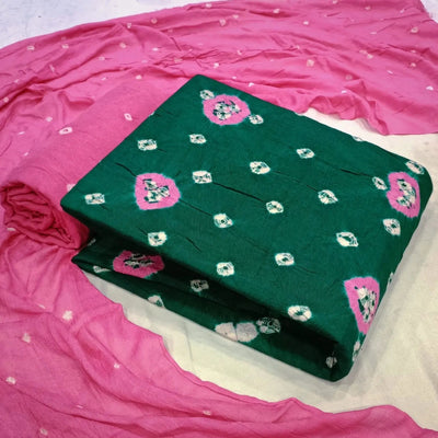 Dual Contrast Tye and Dye Bandhani Material (Unstitched)