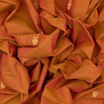 Mustard Handloom Kanchi Cotton Saree With Gandaberunda Buttas