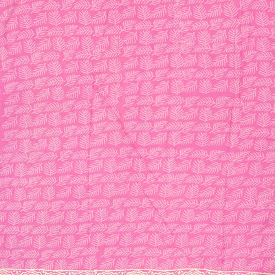BubbleGum Pink Woven Jaipur Cotton Saree Printed With Floral  Motifs