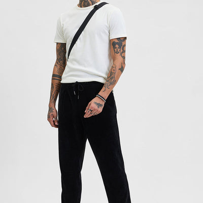 Black Corduroy Relaxed Fit Trousers