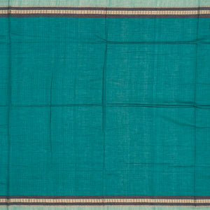 Taupe Handloom Orissa Cotton Saree With Cyan Tie & Dye Pallu