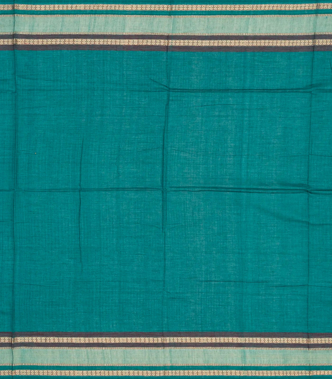 Taupe Handloom Orissa Cotton Saree With Cyan Tie & Dye Pallu