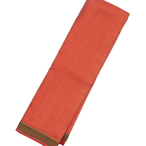 Red Handloom Kanchipuram Silk Saree With Diagonal Stripes