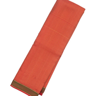 Red Handloom Kanchipuram Silk Saree With Diagonal Stripes