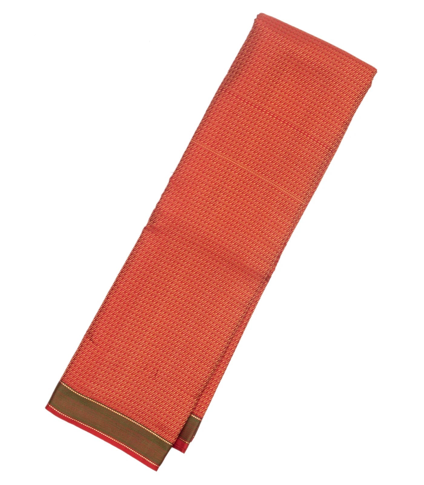 Red Handloom Kanchipuram Silk Saree With Diagonal Stripes