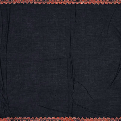 Black Jaipur Cotton Saree With Printed Mango Motifs