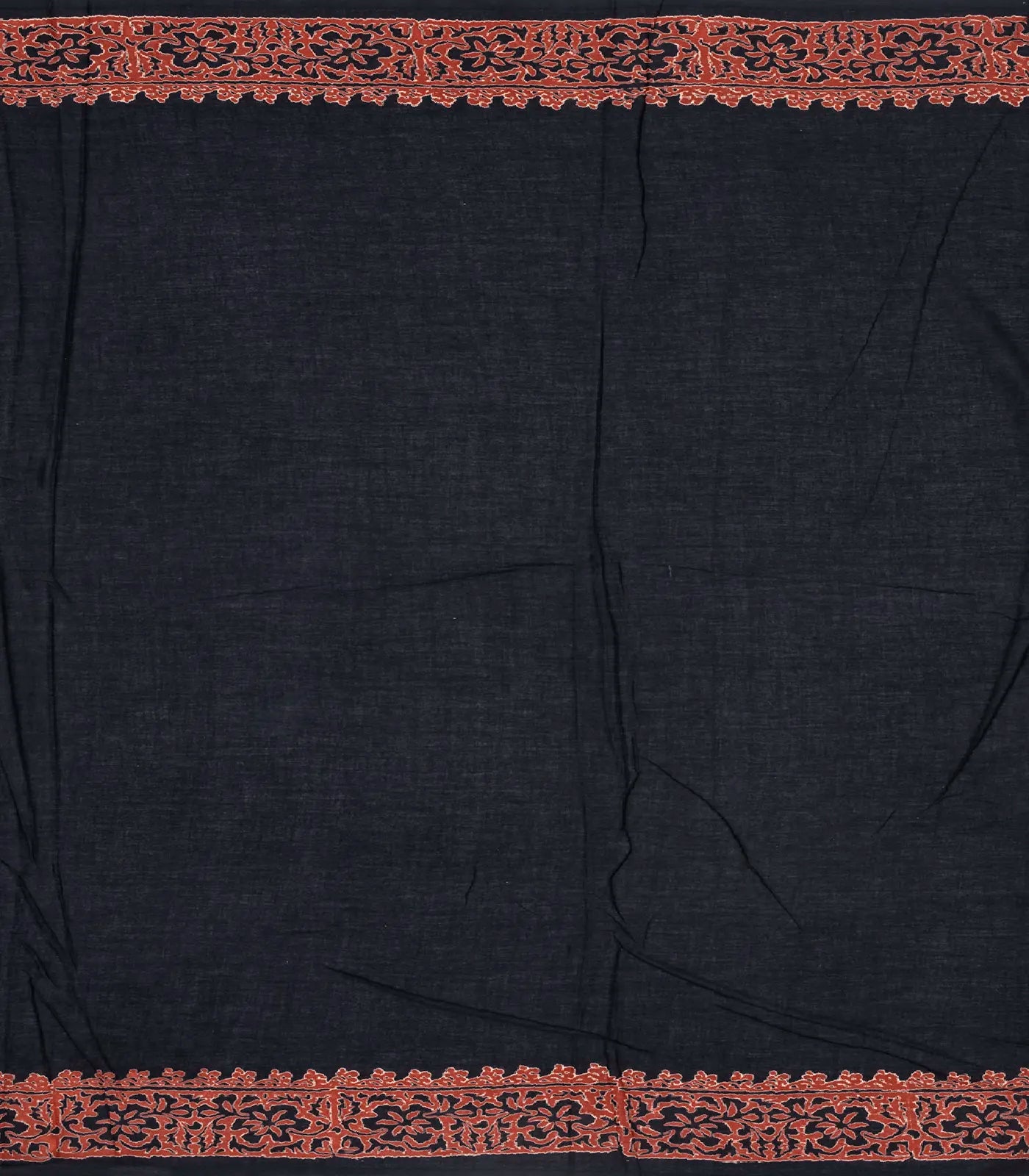 Black Jaipur Cotton Saree With Printed Mango Motifs