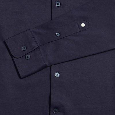 Peckham Rye Jersey Hidden-Button Dark Sapphire Navy Shirt