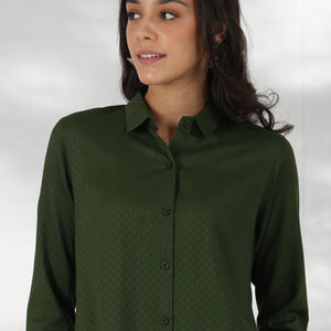 Green Self Design Rayon Straight Tunic