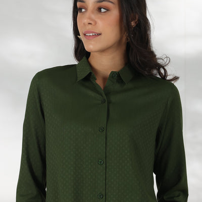Green Self Design Rayon Straight Tunic