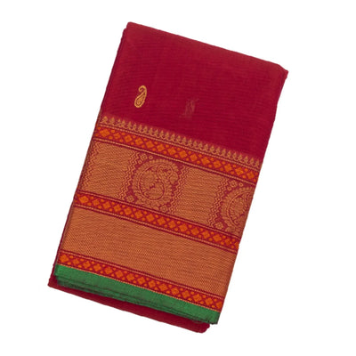 Pink Handloom Kanchi Cotton Saree With Mango Buttas