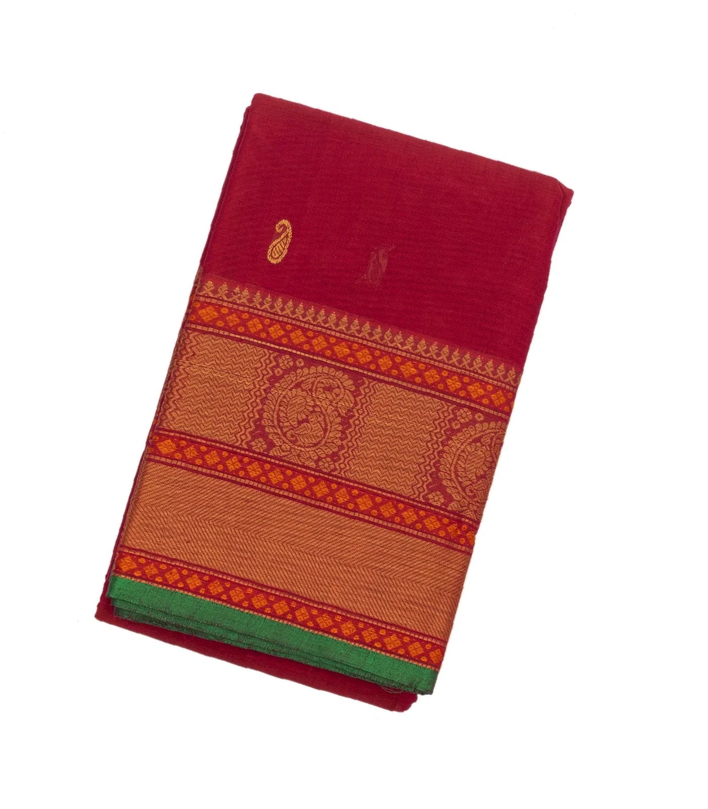 Pink Handloom Kanchi Cotton Saree With Mango Buttas