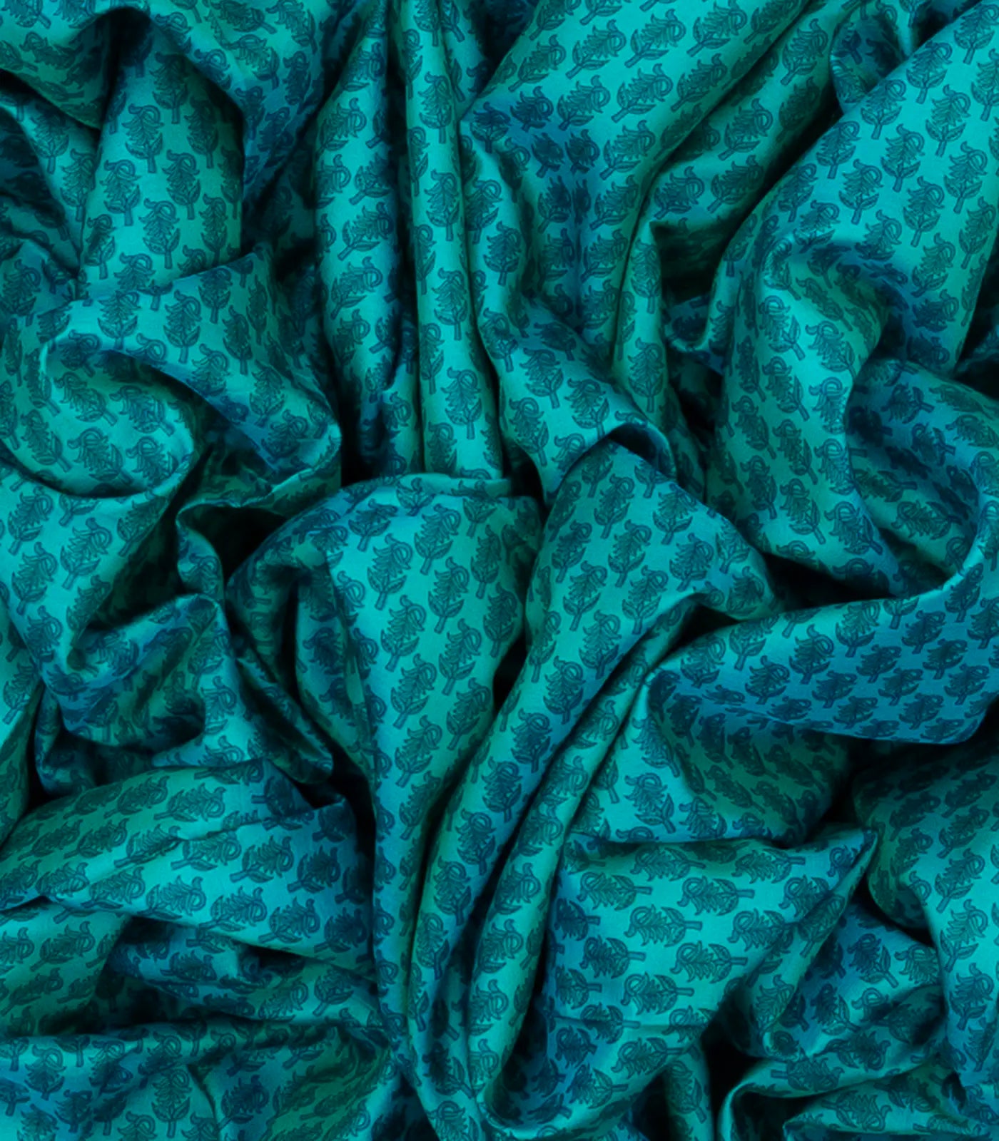 Turquoise Handloom Kanchipuram Silk Saree Printed With Floral Motifs