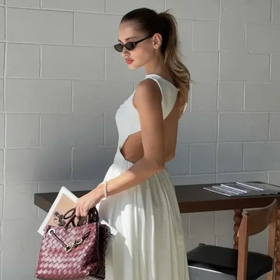 Selma A Line Midi Dress in White