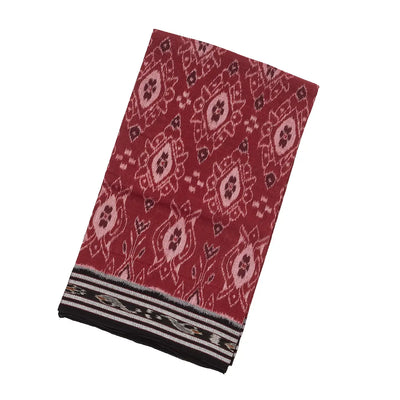 Crimson Handloom Orissa Cotton Saree With Black Border