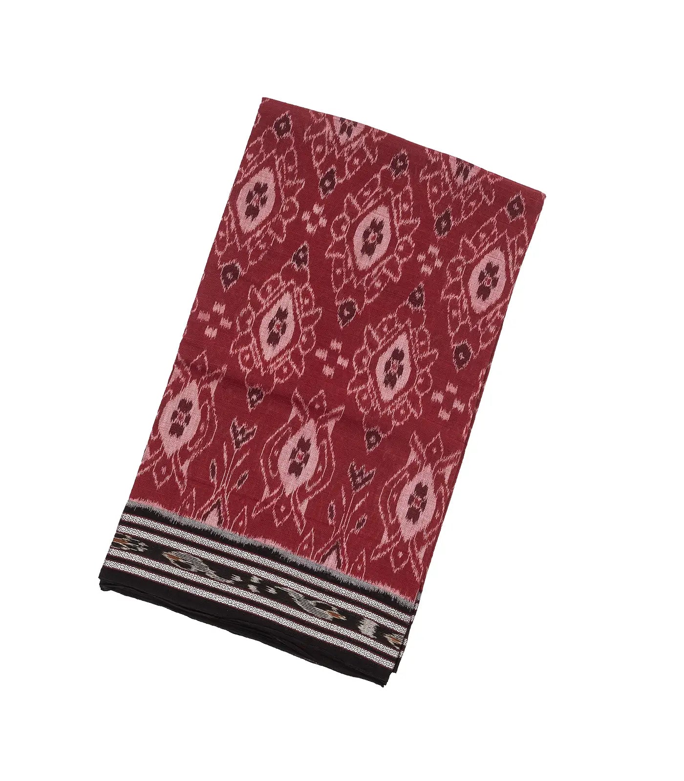 Crimson Handloom Orissa Cotton Saree With Black Border