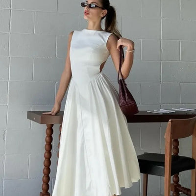 Selma A Line Midi Dress in White