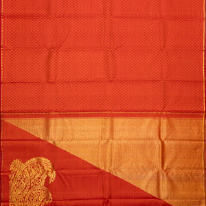 Red Handloom Kanchipuram Payadi Silk Saree With Corner Buttas
