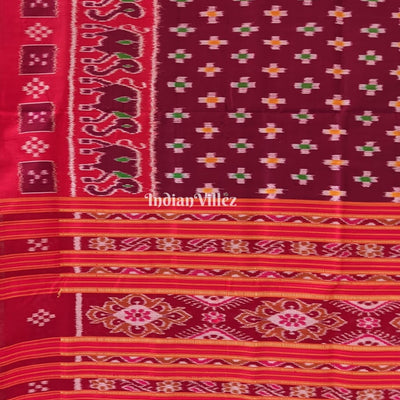 Red Pasapali Odisha Ikat Contemporary Silk Saree