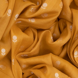 Mustard Handloom Tussar Silk Saree With Meena Border-Mustard