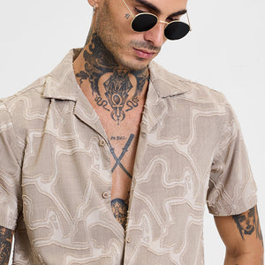 Beige Abstract Box Fit Shirt