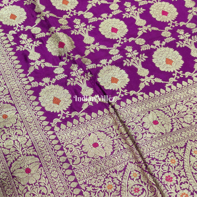 Purple Designer Handwoven Banarasi Meenakari Katan Silk Saree