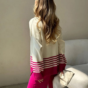 Ariana Striped Premium Winter Coord Set - Tracksuit