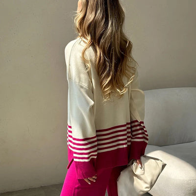 Ariana Striped Premium Winter Coord Set - Tracksuit