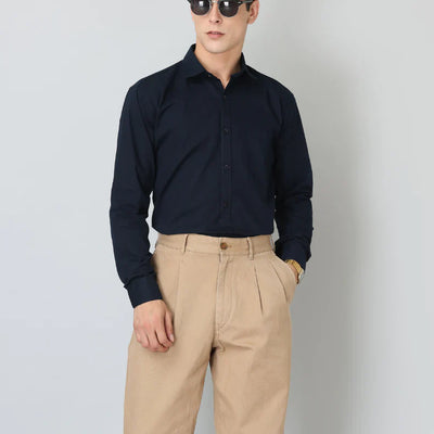 Frankshop Classic Cotton Navy Blue Shirts for Man