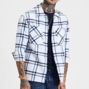 White Checks Relaxed Fit Overshirt