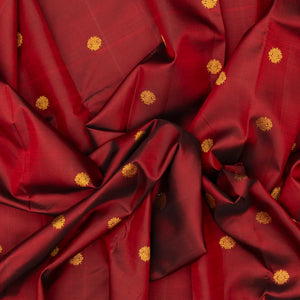 Maroon Handloom Kanchipuram Silk Saree With Floral Zari Buttas