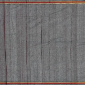 Dark Grey Handloom Kanchi Cotton Saree With Annam Buttas