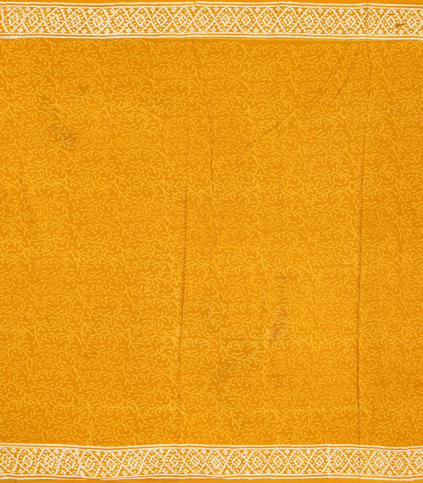 Mustard Woven Jaipur Cotton Saree Printed With Floral  Motifs