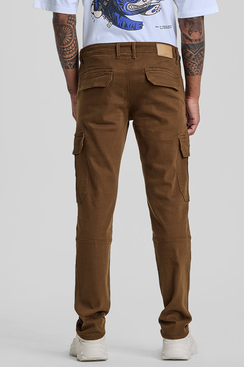 Brown Slim Fit Cargo Jeans