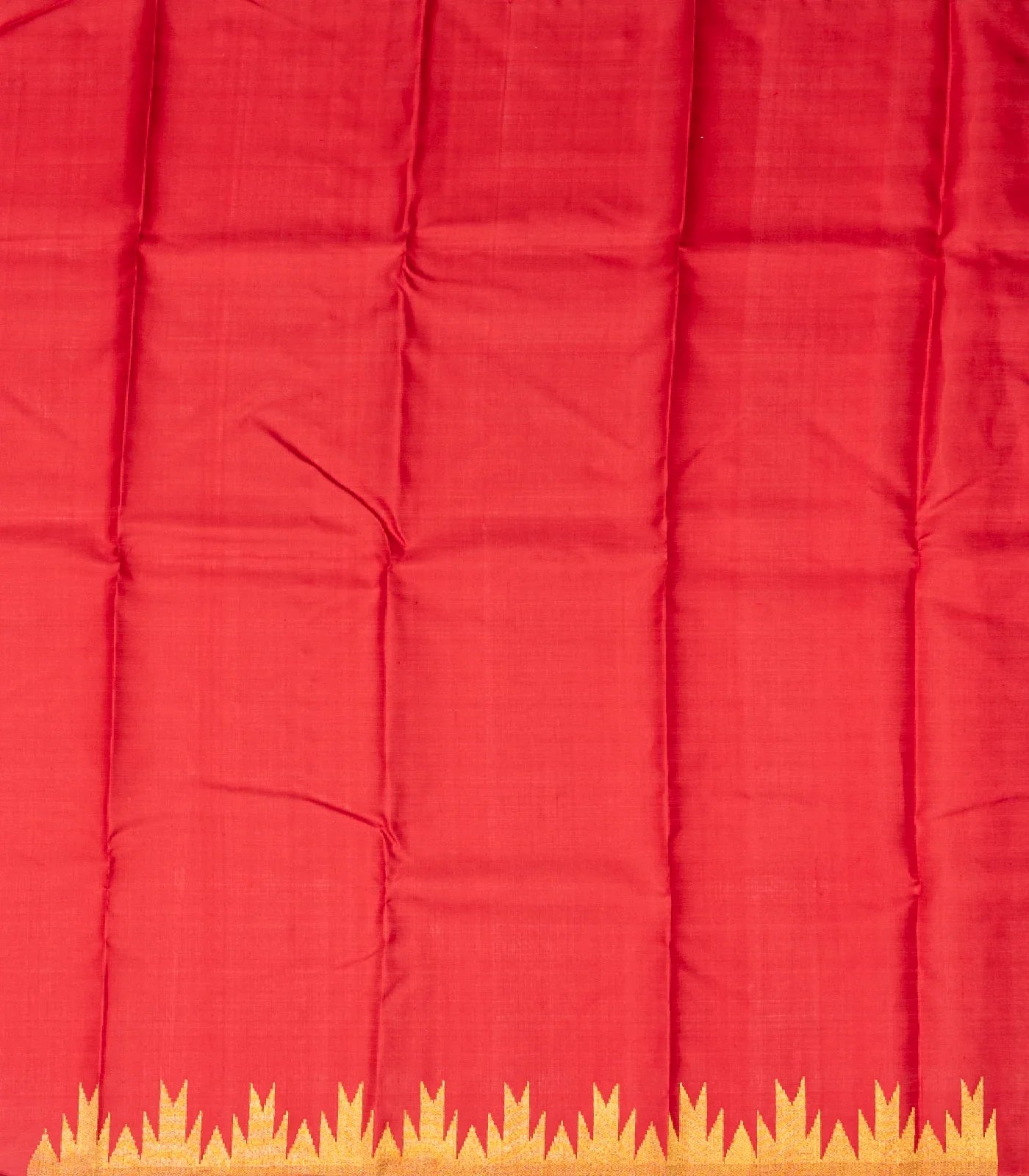 Crimson Handloom Kanchipuram Silk Saree With Temple Border