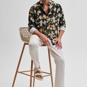 Dark Green Textured Abstract Shirt