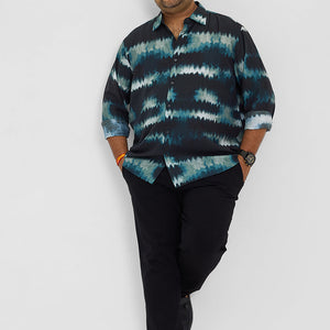 Navy Abstract Regular Fit Shirt