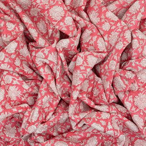 Peach Woven Jaipur Cotton Saree With Printed Floral Motifs