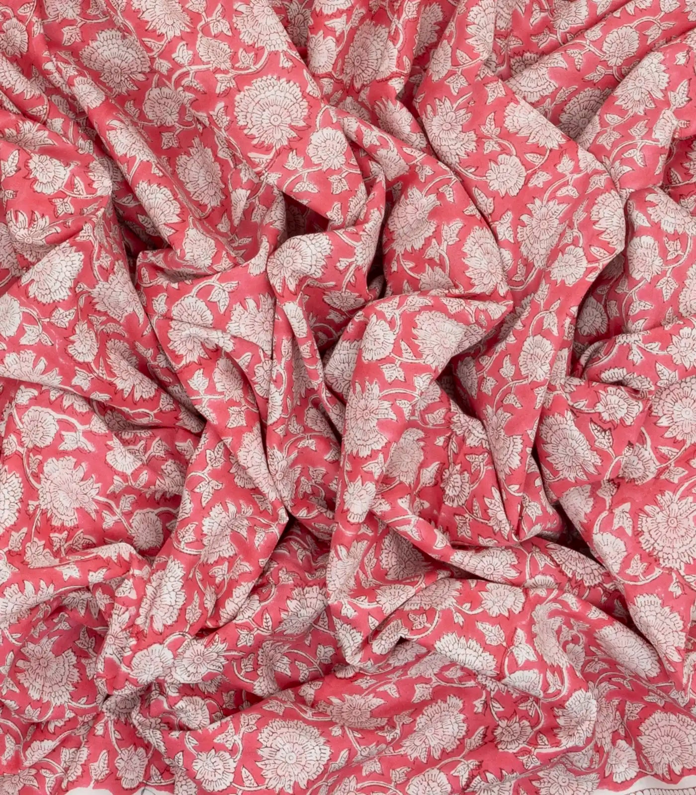 Peach Woven Jaipur Cotton Saree With Printed Floral Motifs