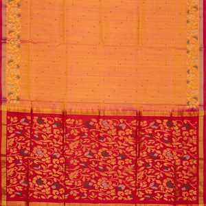 Orange Handloom Uppada Silk Saree With Droplet Zari Buttas