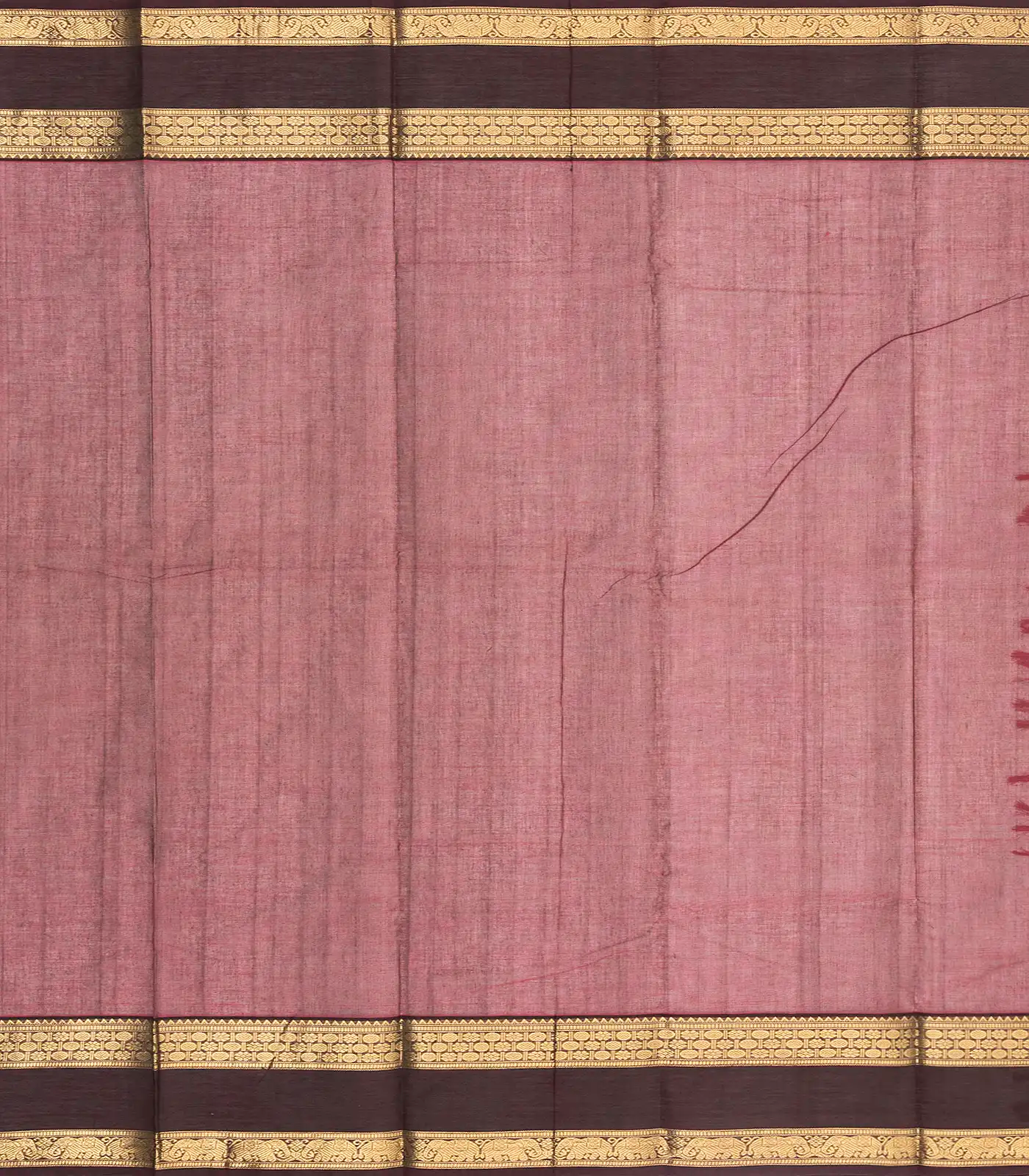 Dusty Pink Handloom Kanchi Cotton Saree With Horse Buttas