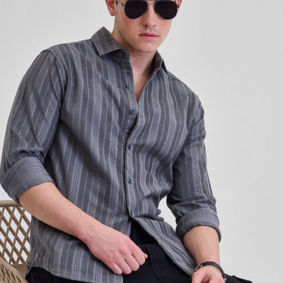 Grey Corduroy Slim Fit Shirt