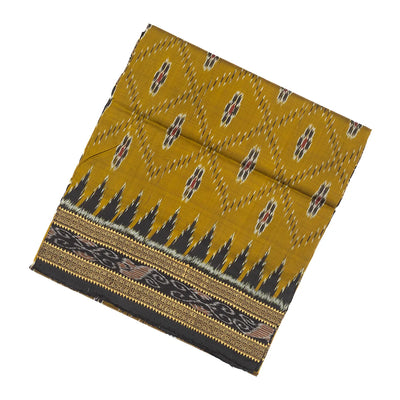 Olive Green Handloom Orissa Silk Saree With Tie & Dye Floral Motifs
