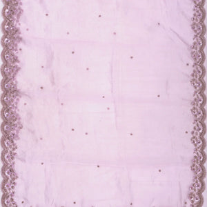 Lavender Woven Banarasi Glass Tissue Saree Embroidered With Floral Motifs