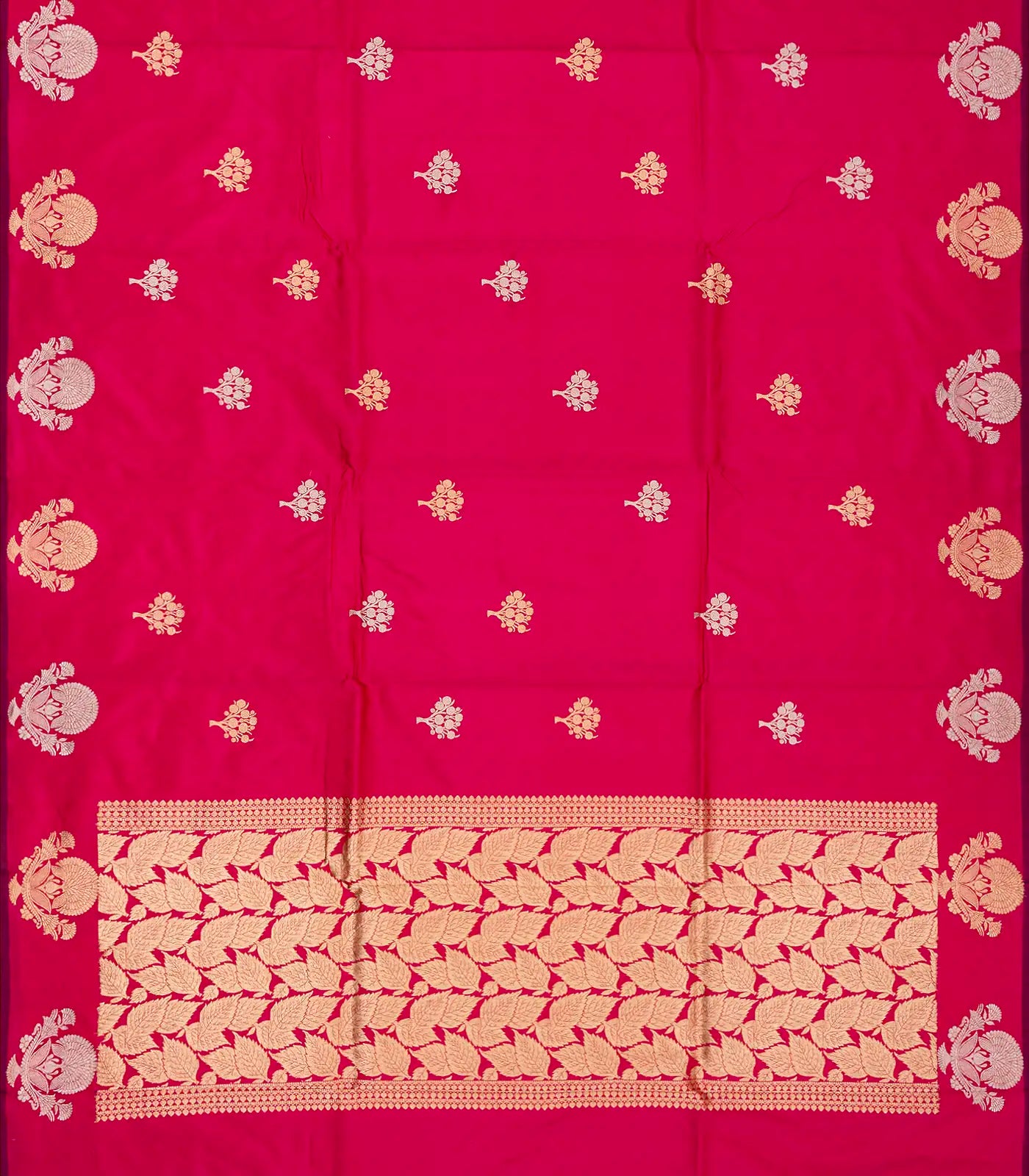 Pink Handloom Banarasi Silk Saree With Floral Buttas