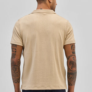 Beige Textured Cuban T-Shirt
