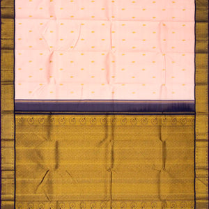 Baby Pink Handloom Kanchipuram Korvai Silk Saree With Contrast Border